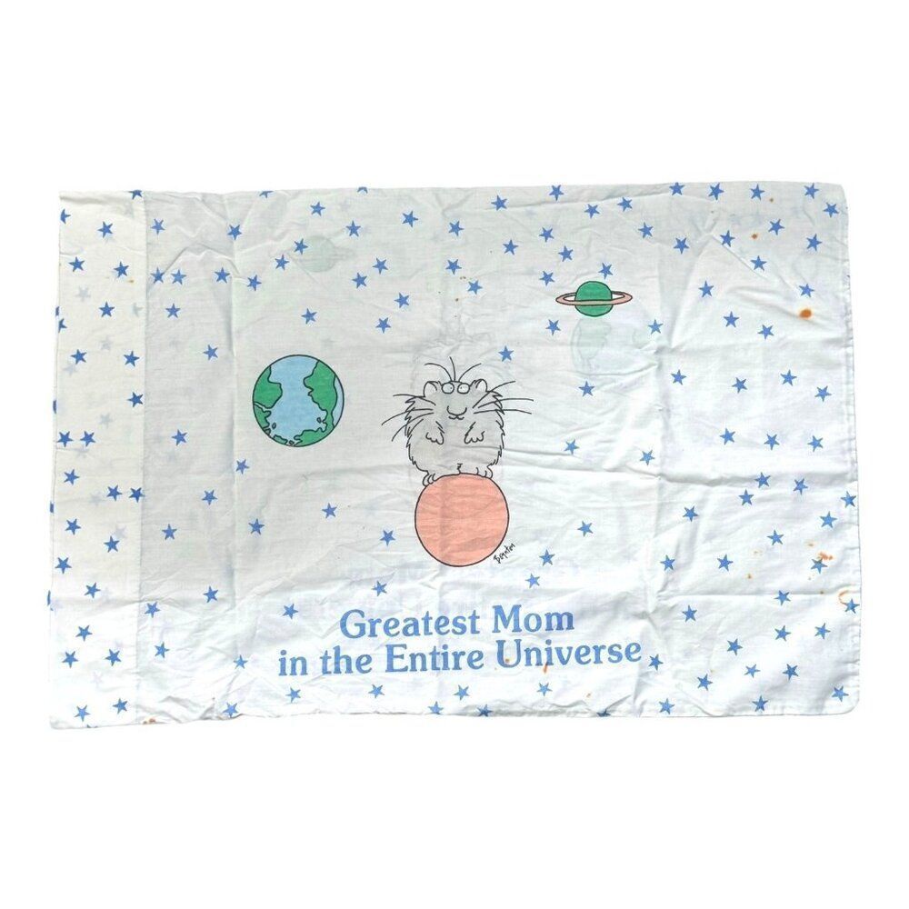Vtg 80s Sandra Boynton "Greatest Mom In The Entire Universe" Pillowcase READ